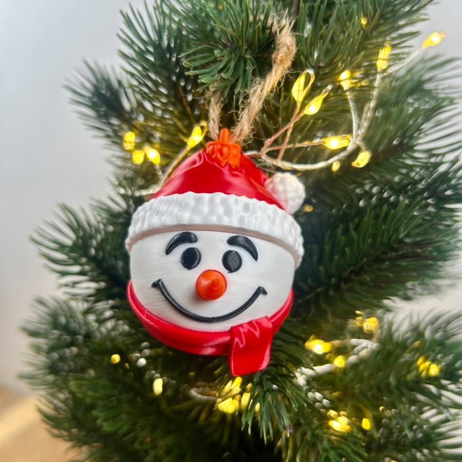 Snowman Ball – 3D Printed Snowman Head Ornament for Your Tree