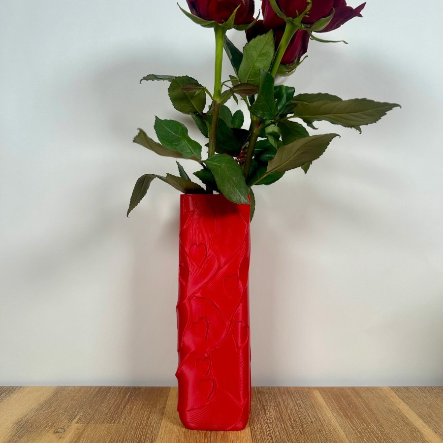 Love&roses – Vase rectangulaire imprimé en 3D avec motifs de cœur