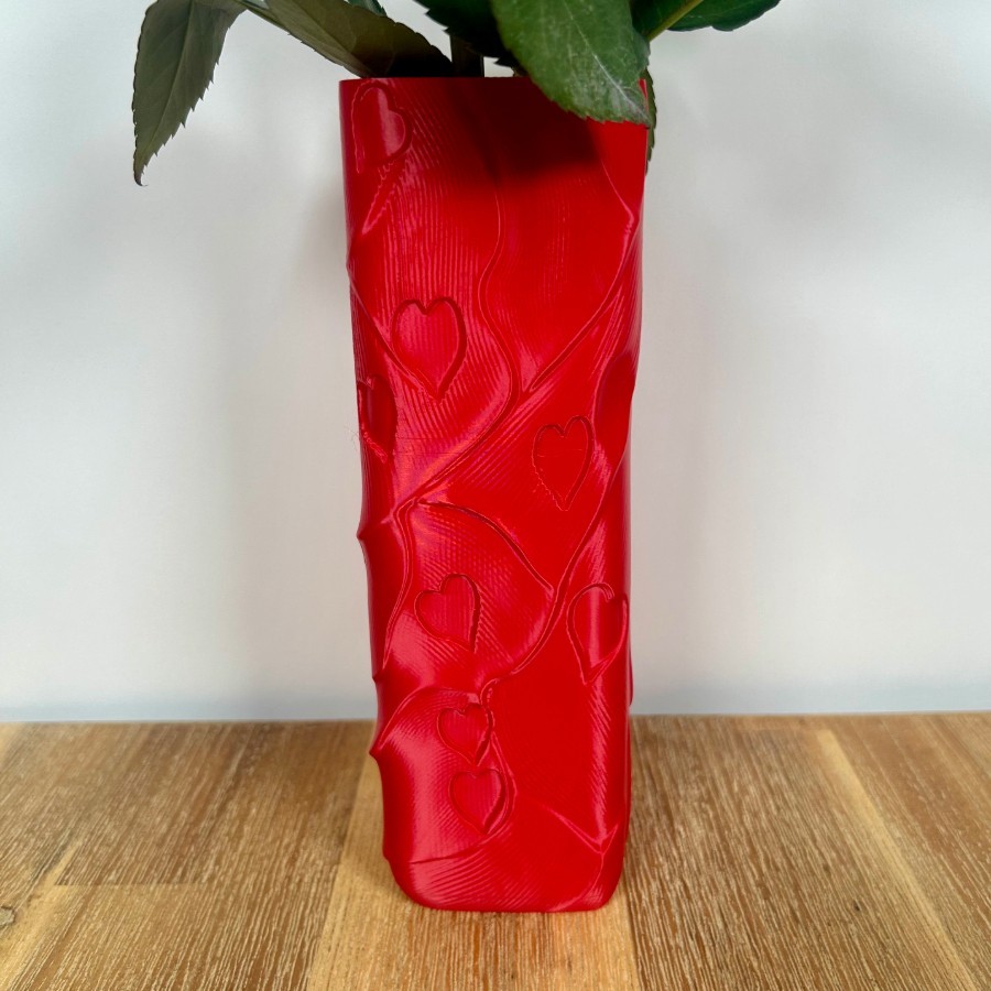 Love&roses – Vase rectangulaire imprimé en 3D avec motifs de cœur