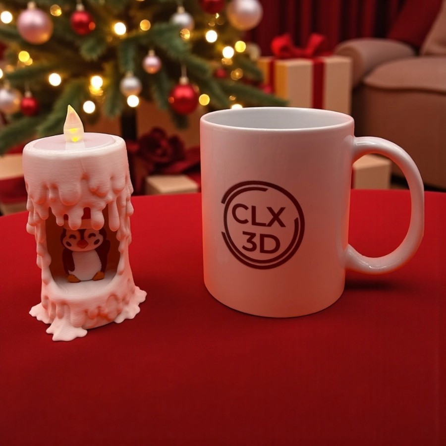 3D Printed Polar Candle with Penguin | Cozy Winter Gift