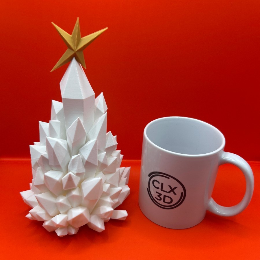Quartz 3D Printed Tree – Modern Christmas Décor with LED