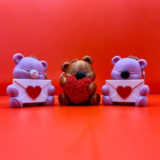 Ourson d’Amour – Romantic Bear Keychain 3D Printed