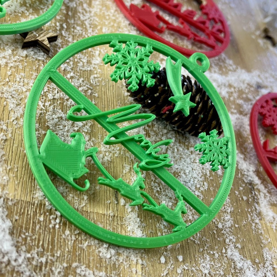 Boule Plate de Noël Personnalisable Imprimée en 3D - Décoration Unique