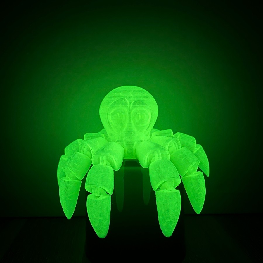 Articulated Fluorescent Octopus - Unique 3D Printed Fun Toy