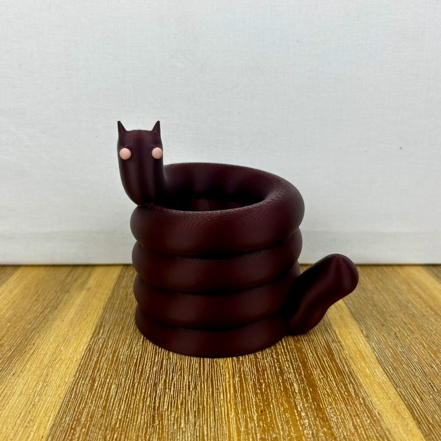 Pot à Stylos Chat - Design en Spirale, Impression 3D Unique